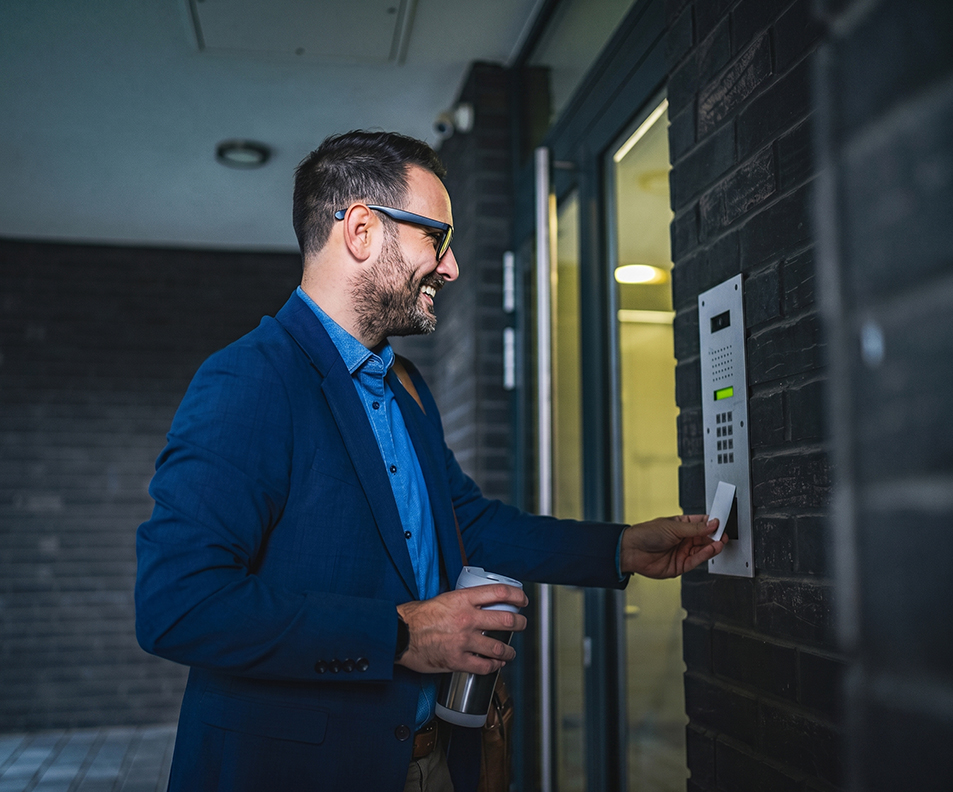 Access card at a company door